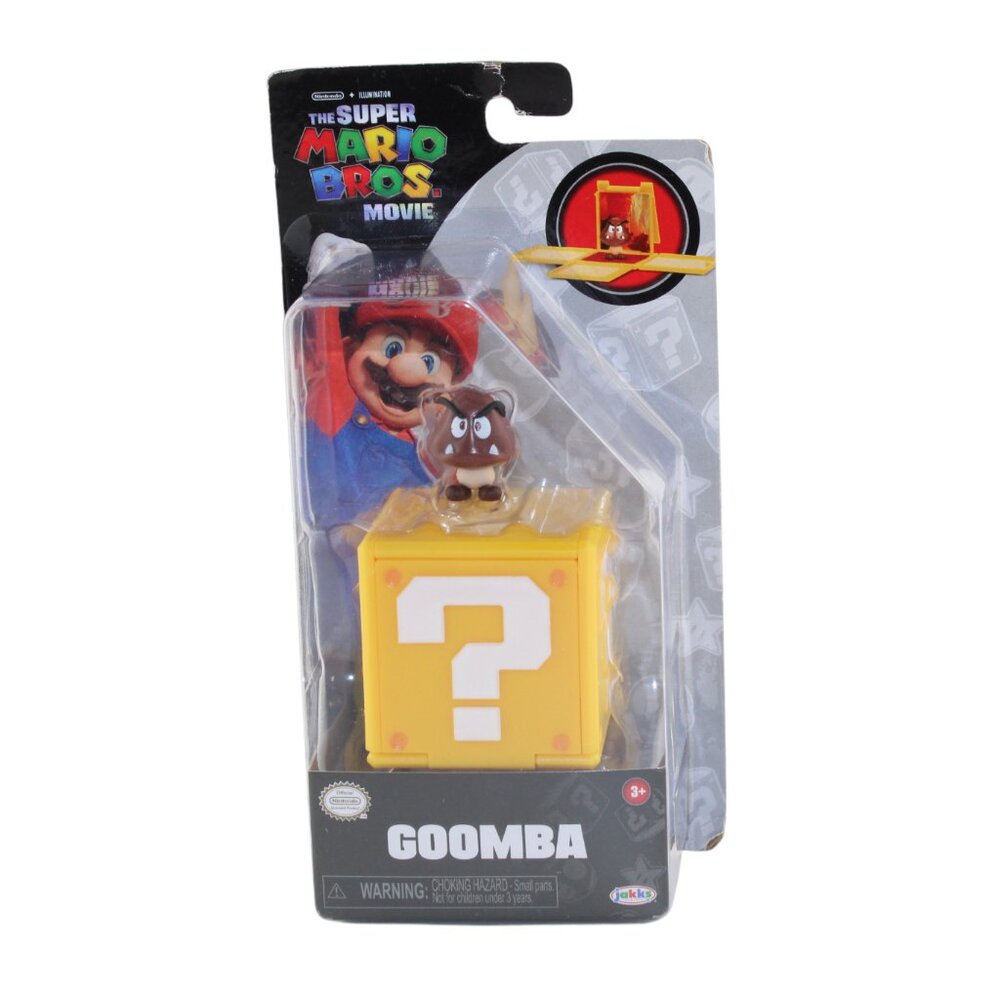 Super Mario Bros Movie Goomba Figure w/ Question Block Jakks Pacific